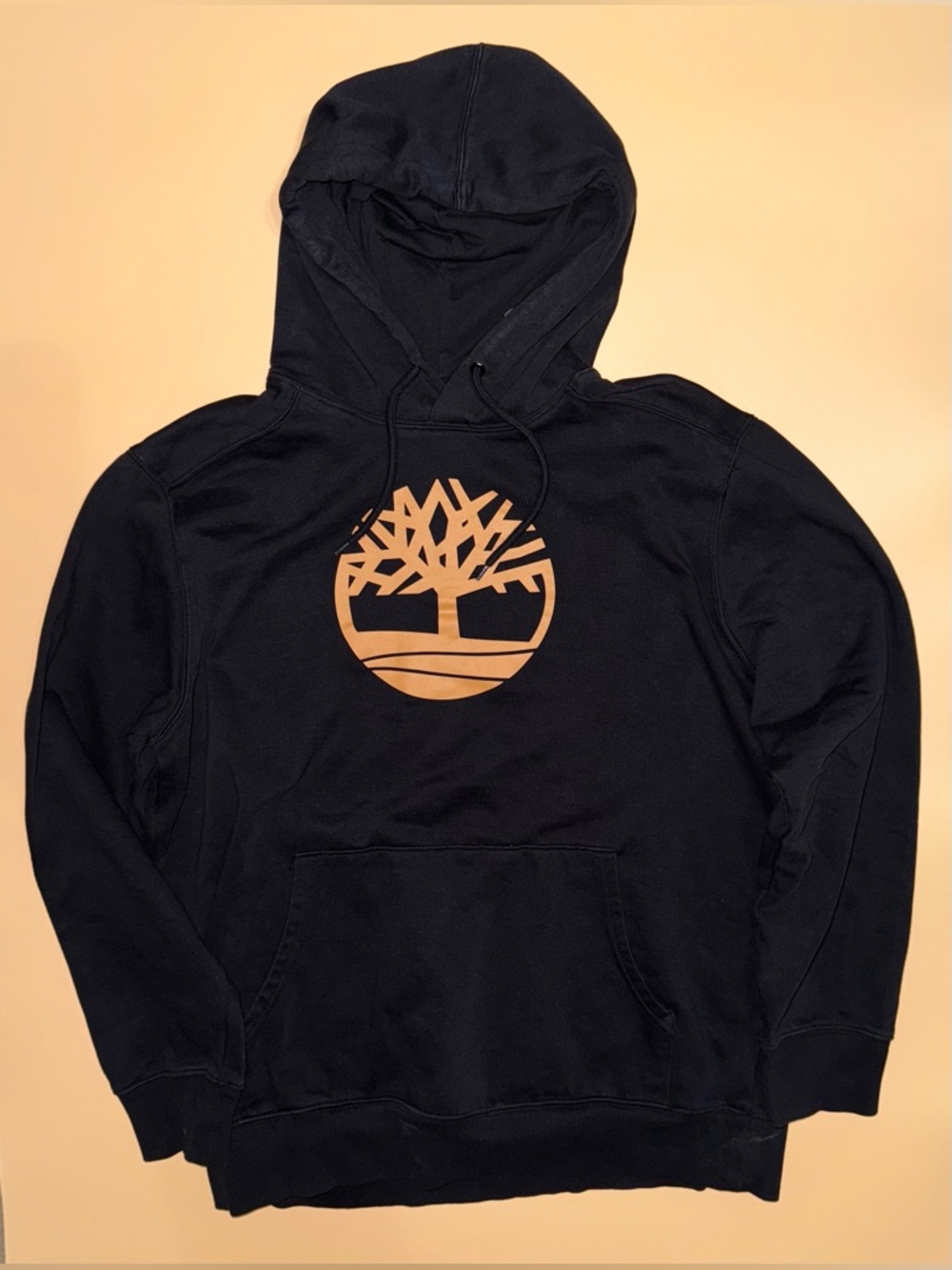 Timberland Hoodie Men’s Large Black Tree Logo Pullover Sweatshirt